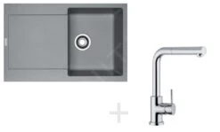 Franke Sets - Küchenset G40, Fragranit Spülbecken MRG 611, Steingrau + Küchenarmatur FN 0147.031, Chrom 114.0283.437