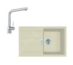 Franke Sets - Küchenset T81, Tectonite-Spüle S2D 611-78 Und Samoa-Armatur, Beige / Chrom 143.0675.729