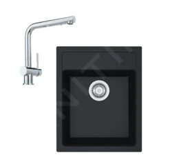 Franke Sets - Küchenset T50, Tectonite-Spüle SID 610-40 Und Spültischarmatur Samoa, Schwarz/verchromt 114.0508.358