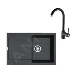 Franke Sets - Küchenset G168, Fragnitspüle MRG 611 Und Spültischarmatur FP 9000.071, Onyx 114.0587.950