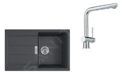 Franke Sets - SET T81, Tectonite-Spüle S2D 611-78 Mit Armatur SAMOA, Schwarz/Chrom 143.0618.709