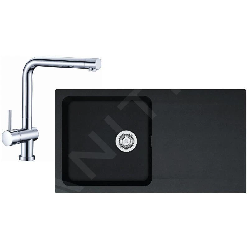 Franke Sets - Küchenset T39, Tectonite Spülbecken OID 611, Schwarz + Küchenarmatur Samoa, Chrom 114.0441.299 1 Franke Sets - Küchenset T39, Tectonite Spülbecken OID 611, Schwarz + Küchenarmatur Samoa, Chrom 114.0441.299