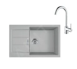 Franke Sets - Küchenset T106, Tectonite-Spüle S2D 611-78 XL Und Armatur FP 9000.031, Grau / Chrom 143.0675.733