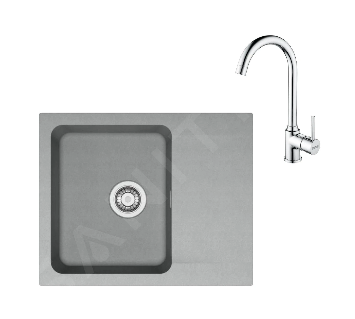 Franke Sets - Set T94, Tectonite-Spüle OID 611-62 Und Armatur FP 9000.031, Grau / Chrom 143.0675.616 1 Franke Sets - Set T94, Tectonite-Spüle OID 611-62 Und Armatur FP 9000.031, Grau / Chrom 143.0675.616