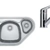 Franke Sets - SET N81, Edestahlspüle SKX 651 E, Eckig, Mit Armatur FC 9547.031, Edelstahl/Chrom 101.0618.836