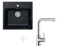 Franke Sets - Küchenset T12, Tectonite Spülbecken SID 610, Schwarz + Küchenarmatur FN 0147.031, Chrom 114.0264.293