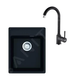 Franke Sets - Set G241, Fragranitspüle MRG 610-37 RTL Und Armatur FP 9000.071, Onyx 114.0675.656