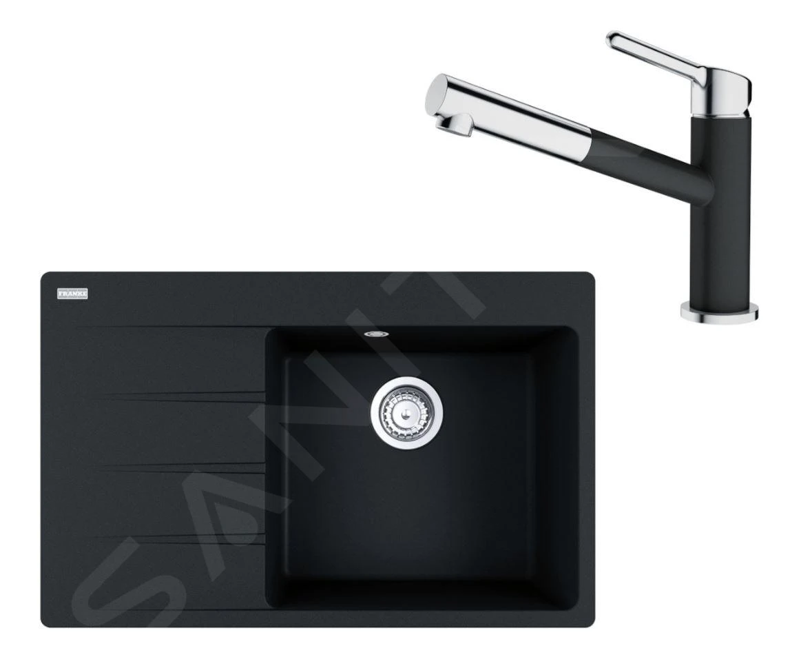 Franke Sets - Set G227, Fragranit-Spüle CNG 611-78 TL/7 Und Armatur FC 3055.071, Schwarz Matt/chrom 114.0675.670 1 Franke Sets - Set G227, Fragranit-Spüle CNG 611-78 TL/7 Und Armatur FC 3055.071, Schwarz Matt/chrom 114.0675.670