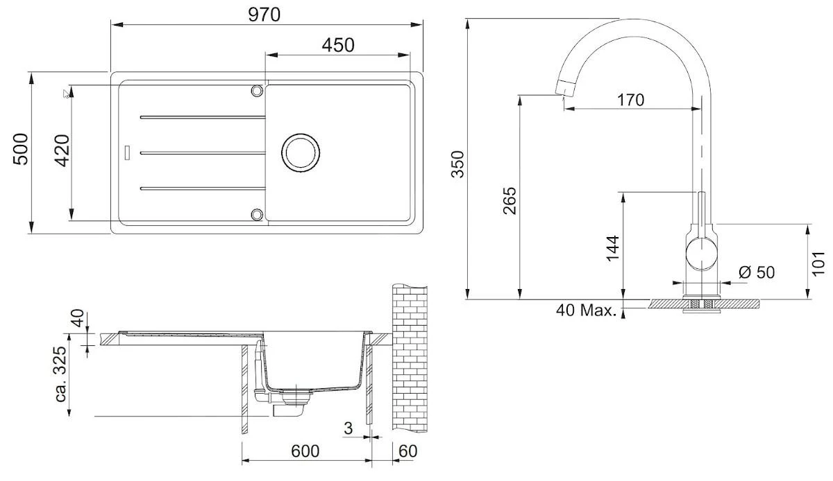 Franke Sets - SET G174, Fragranitspüle BFG 611 Mit Armatur FP 9000.071, Onyx/Onyx 114.0619.594 2 Franke Sets - SET G174, Fragranitspüle BFG 611 Mit Armatur FP 9000.071, Onyx/Onyx 114.0619.594 – Bild 2