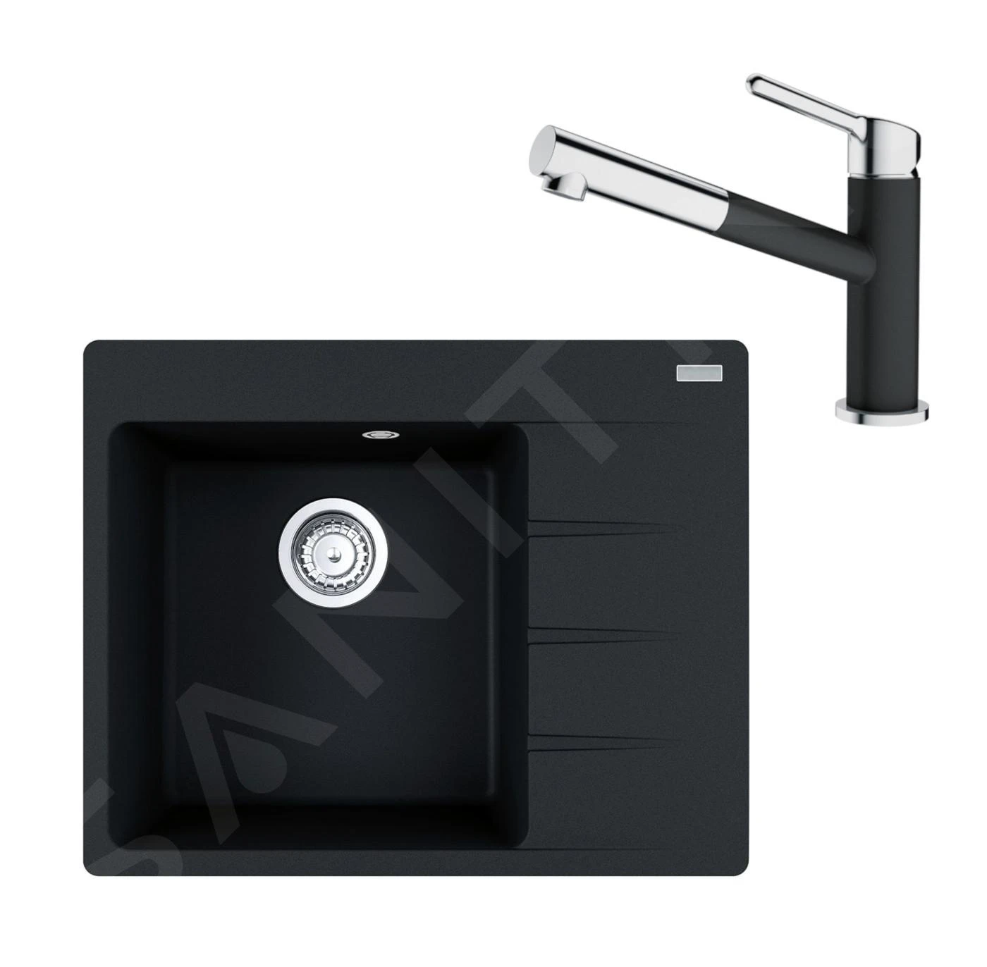 Franke Sets - Set G215, Fragranit Spülbecken CNG 611-62 TL/2 Und Küchenarmatur FC 3055.071, Onyx/Chrom 114.0650.772 1 Franke Sets - Set G215, Fragranit Spülbecken CNG 611-62 TL/2 Und Küchenarmatur FC 3055.071, Onyx/Chrom 114.0650.772