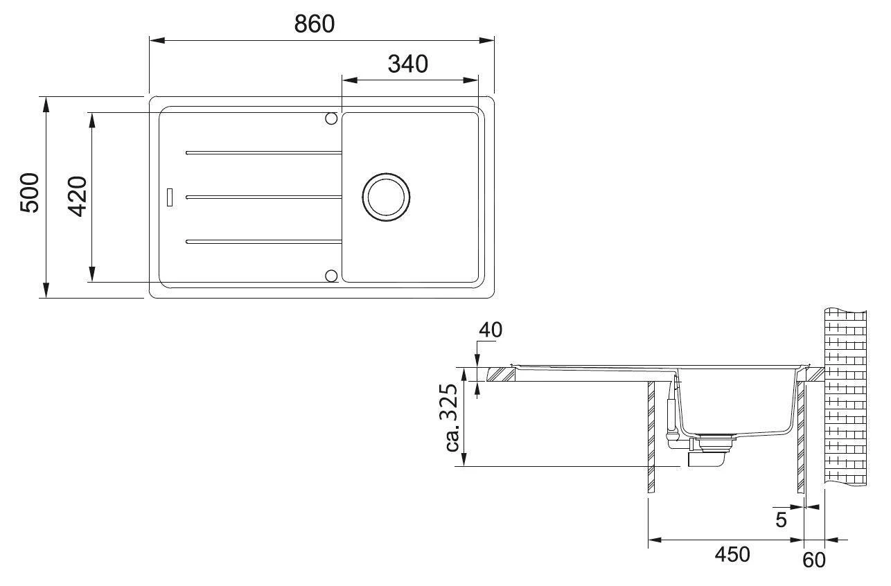 Franke Basis - Fragranit Spülbecken BFG 611-86, 860x500 Mm, Sand 114.0494.914 2 Franke Basis - Fragranit Spülbecken BFG 611-86, 860x500 Mm, Sand 114.0494.914 – Bild 2