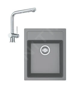 Franke Sets - Küchenset T50, Tectonite-Spüle SID 610-40 Und Spültischarmatur Samoa, Grau/ververchromtt 114.0508.402