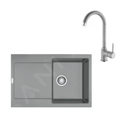 Franke Sets - Küchenset G168, Fragnitspüle MRG 611 Und Spültischarmatur FP 9000.084, Steingrau 114.0587.980