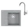 Franke Sets - Set G231, Fragranit Spülbecken CNG 611-62 TL/7 Und Küchenarmatur FP 9000.084, Felsgrau 114.0650.793