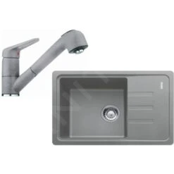 Franke Sets - Küchenset G118, Fragranitspüle BSG 611-62 + Armatur FC 9547.084, Steingrau 114.0440.850