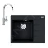 Franke Sets - Set G214, Fragranit Spülbecken CNG 611-62 TL/2 Und Küchenarmatur FP 0408.031, Onyx/Chrom 114.0650.762